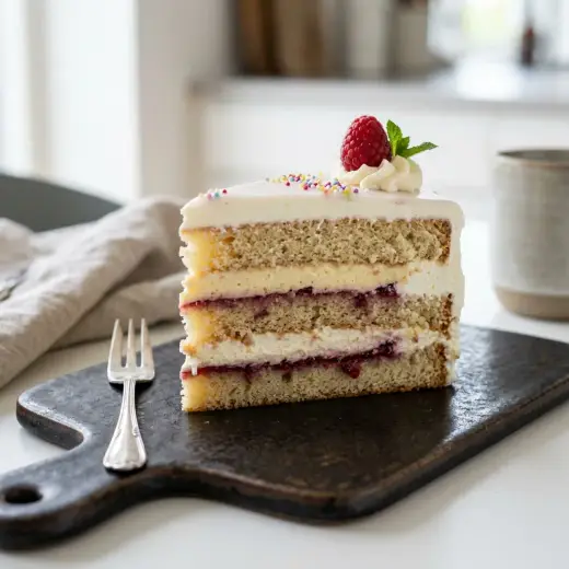 Tort clasic cu straturi, felie de tort cu blat de cacao și cremă albă de mascarpone