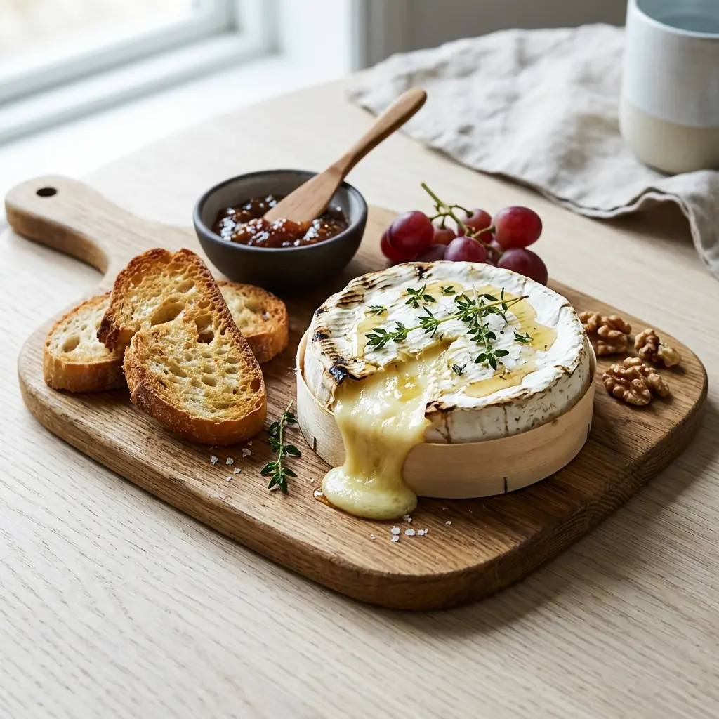 Fotografie cu Brie la friteuza cu aer cald gata de servire