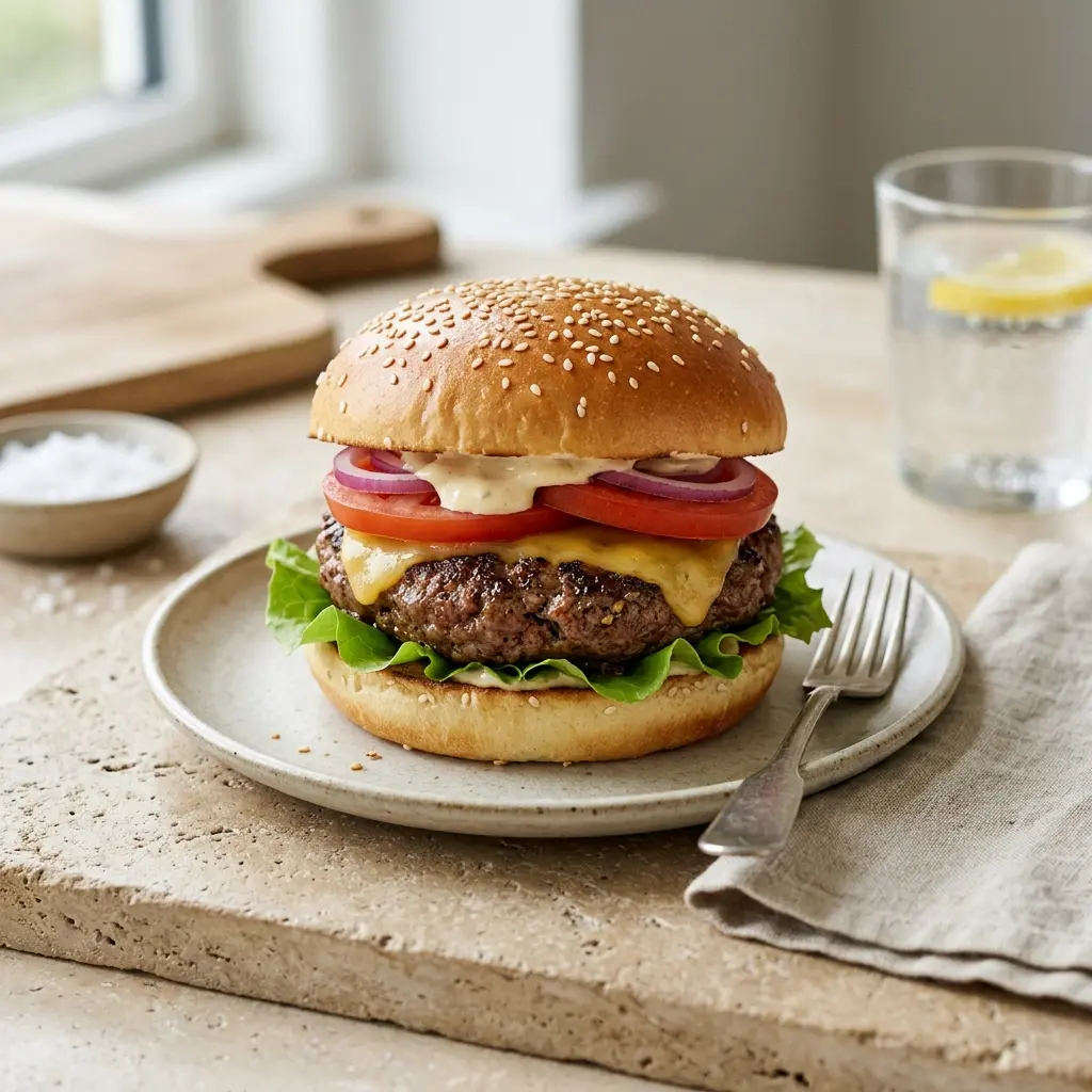 Fotografie cu Burger de casă gata de servire