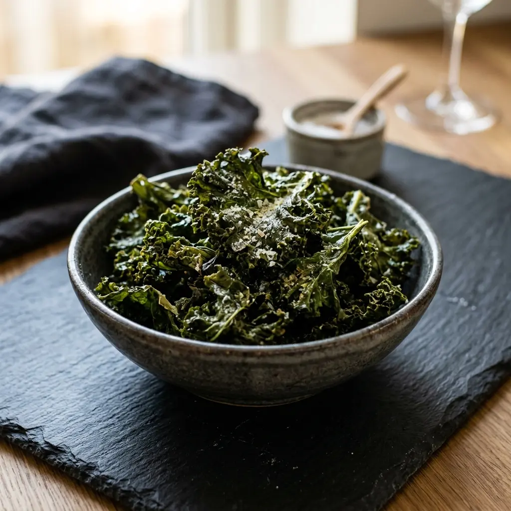 Fotografie cu Chipsuri de kale gata de servire