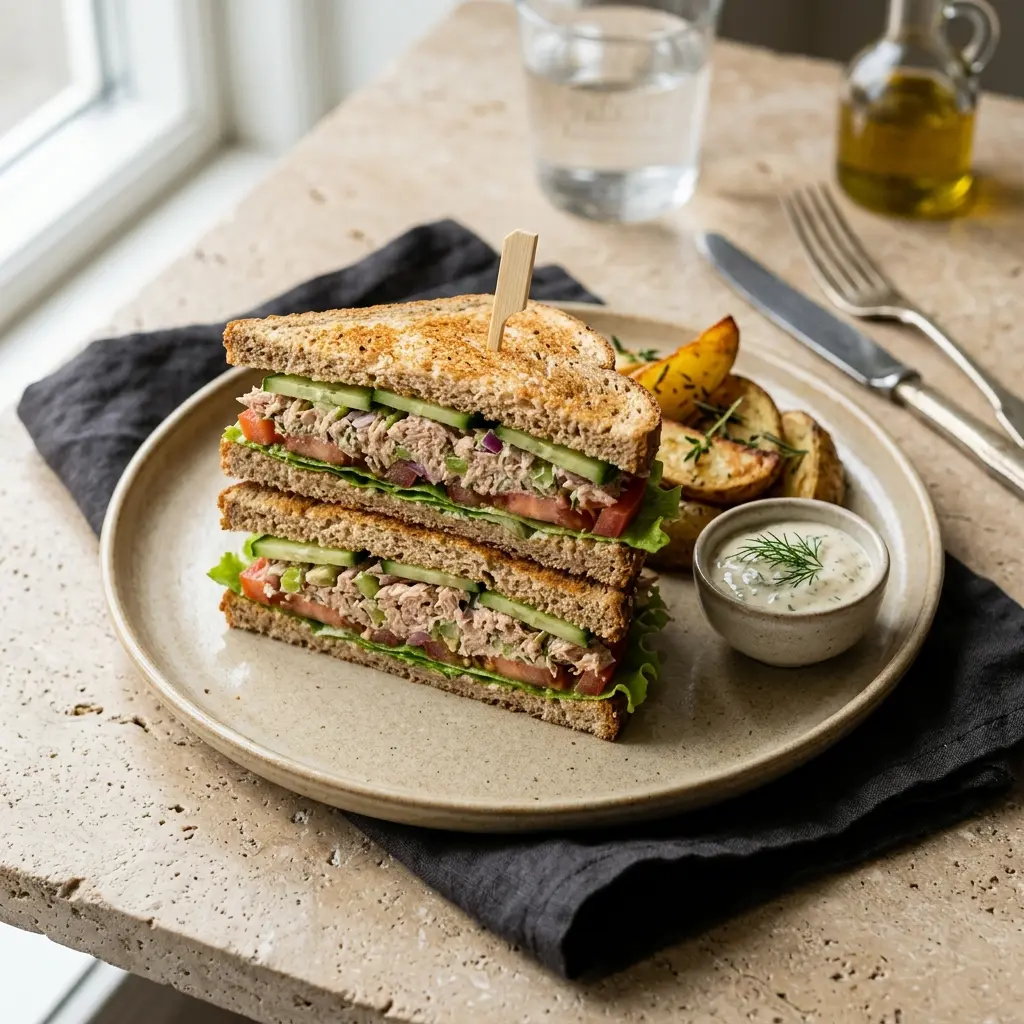 Fotografie cu Club sandwich cu ton gata de servire