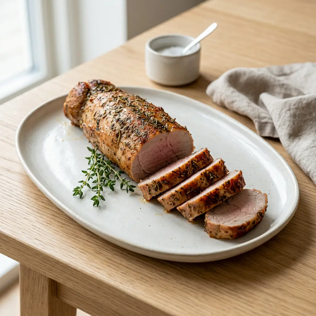 Fotografie cu Cotlet de porc la friteuza cu aer cald gata de servire