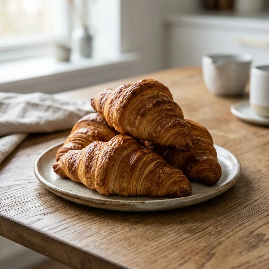 Fotografie cu Croissante congelate la friteuza cu aer cald gata de servire