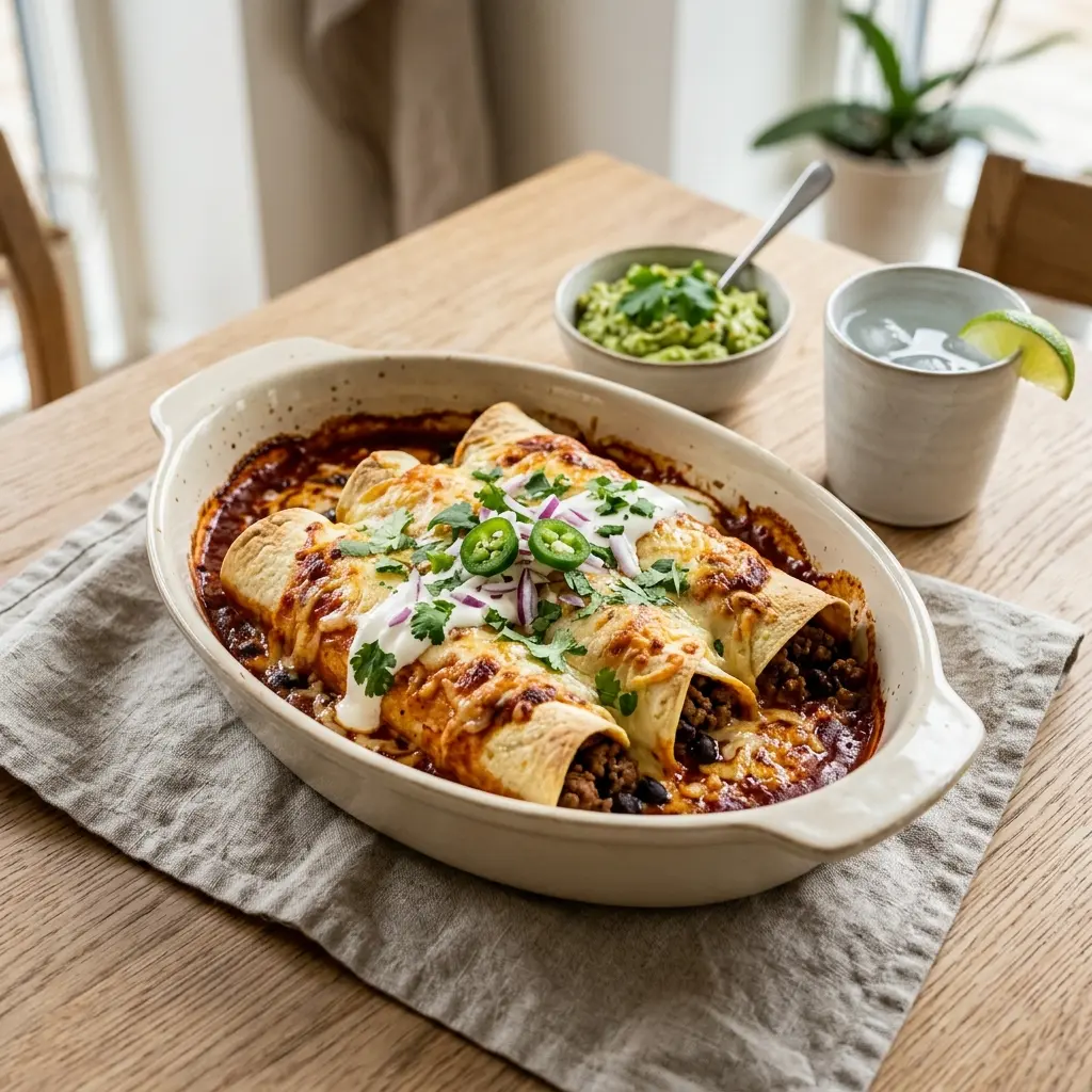 Fotografie cu Enchiladas cu carne de vită gata de servire