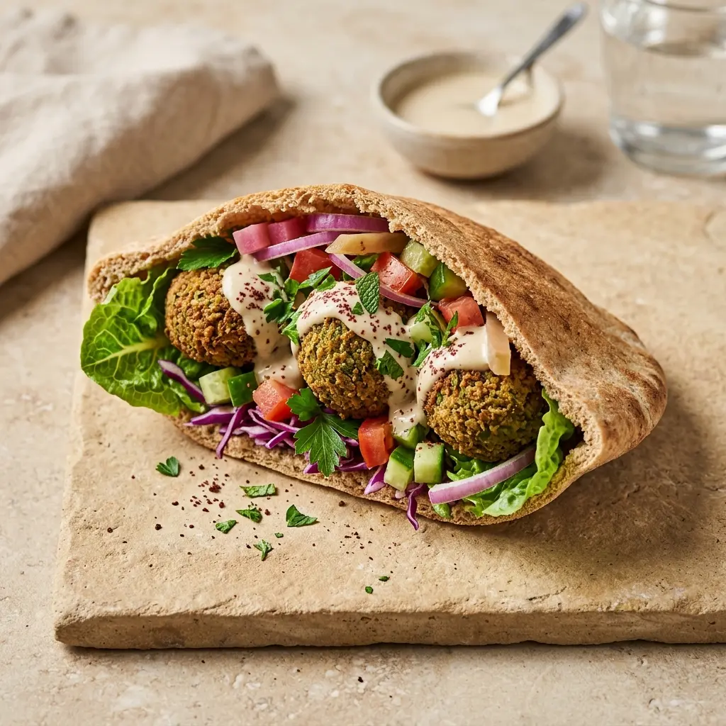 Fotografie cu Falafel în pită gata de servire