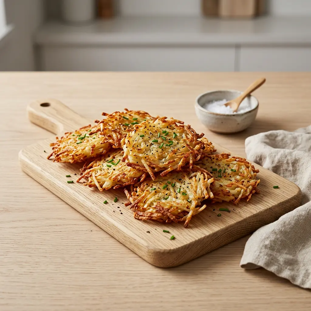 Fotografie cu Hash browns la friteuza cu aer cald gata de servire