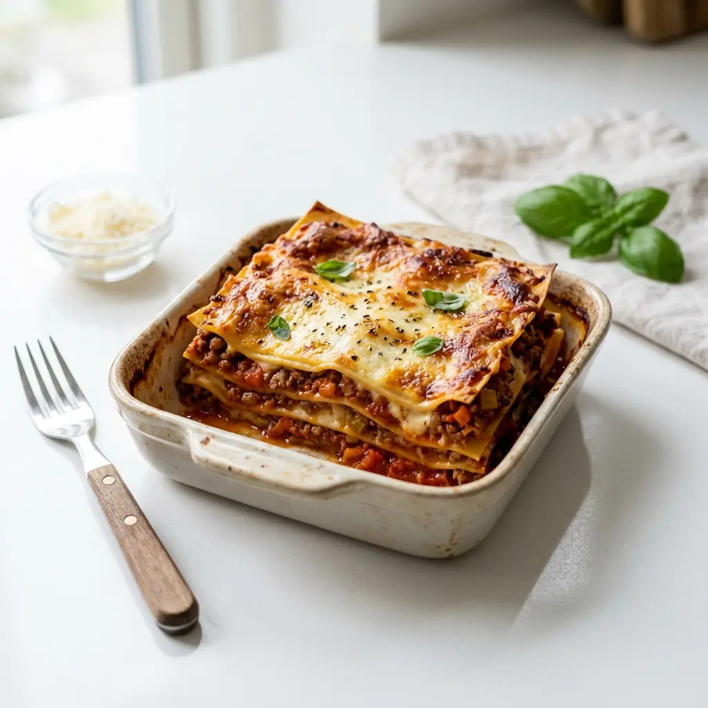 Fotografie cu Lasagna bolognese gata de servire