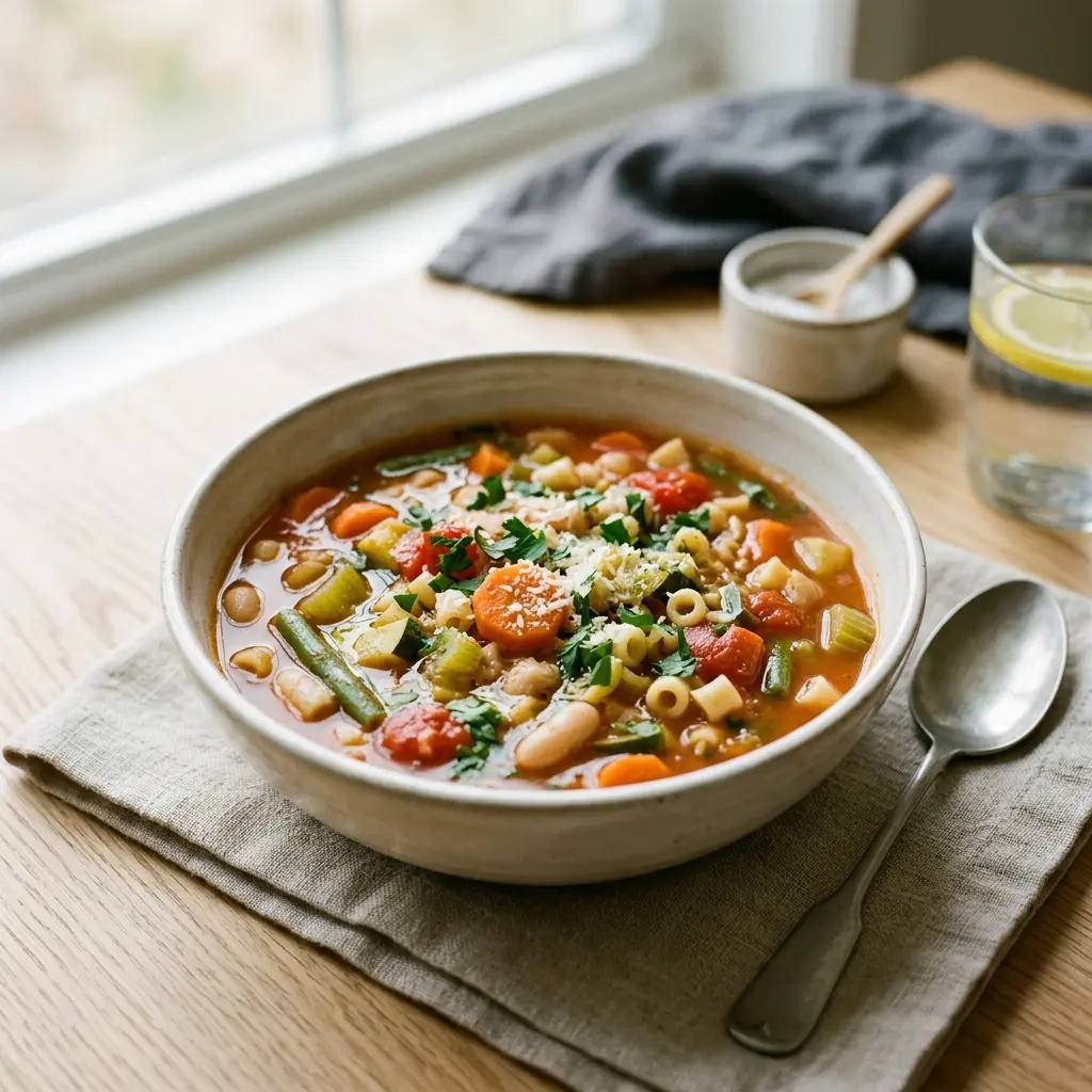Fotografie cu Minestrone gata de servire