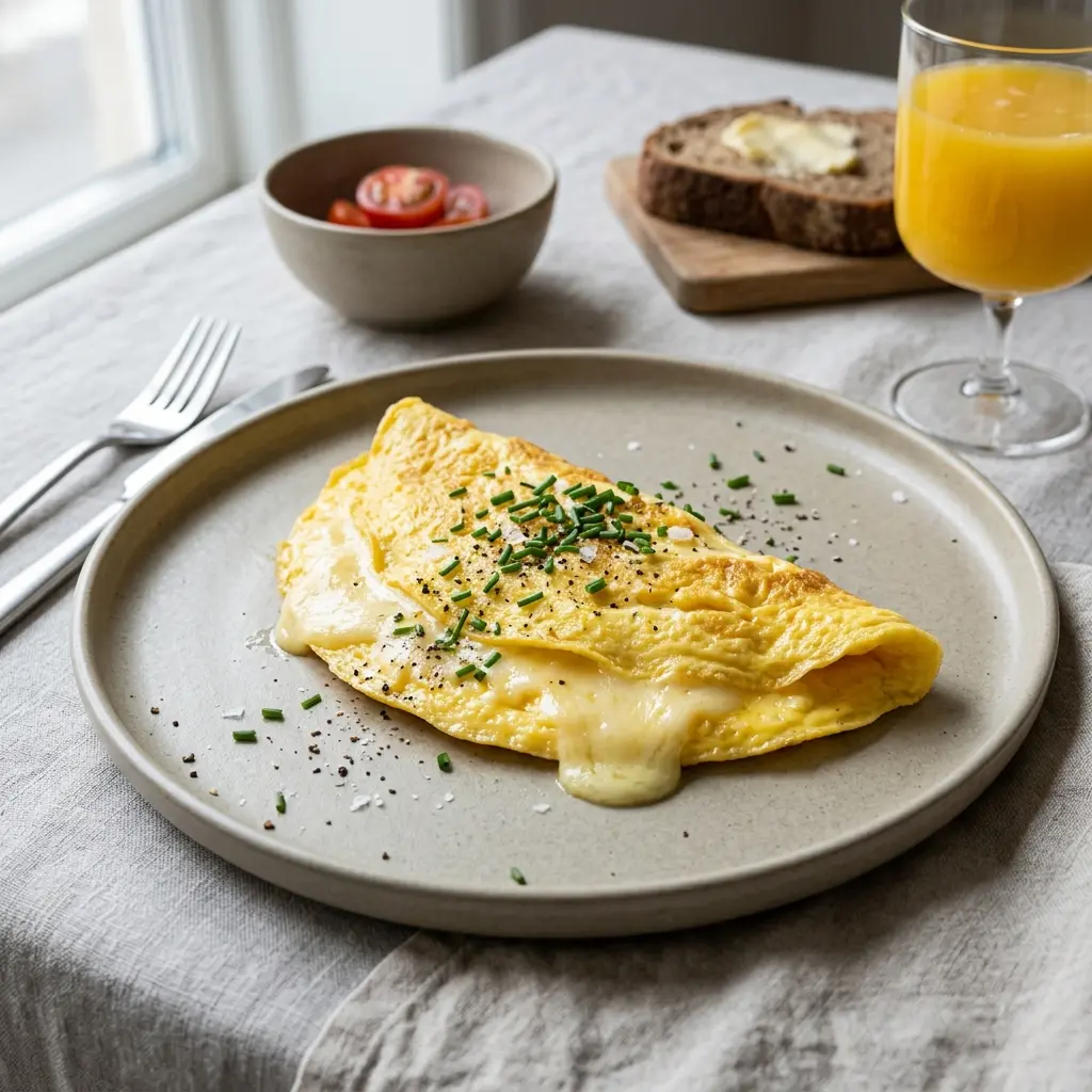 Fotografie cu Omletă cu brânză gata de servire