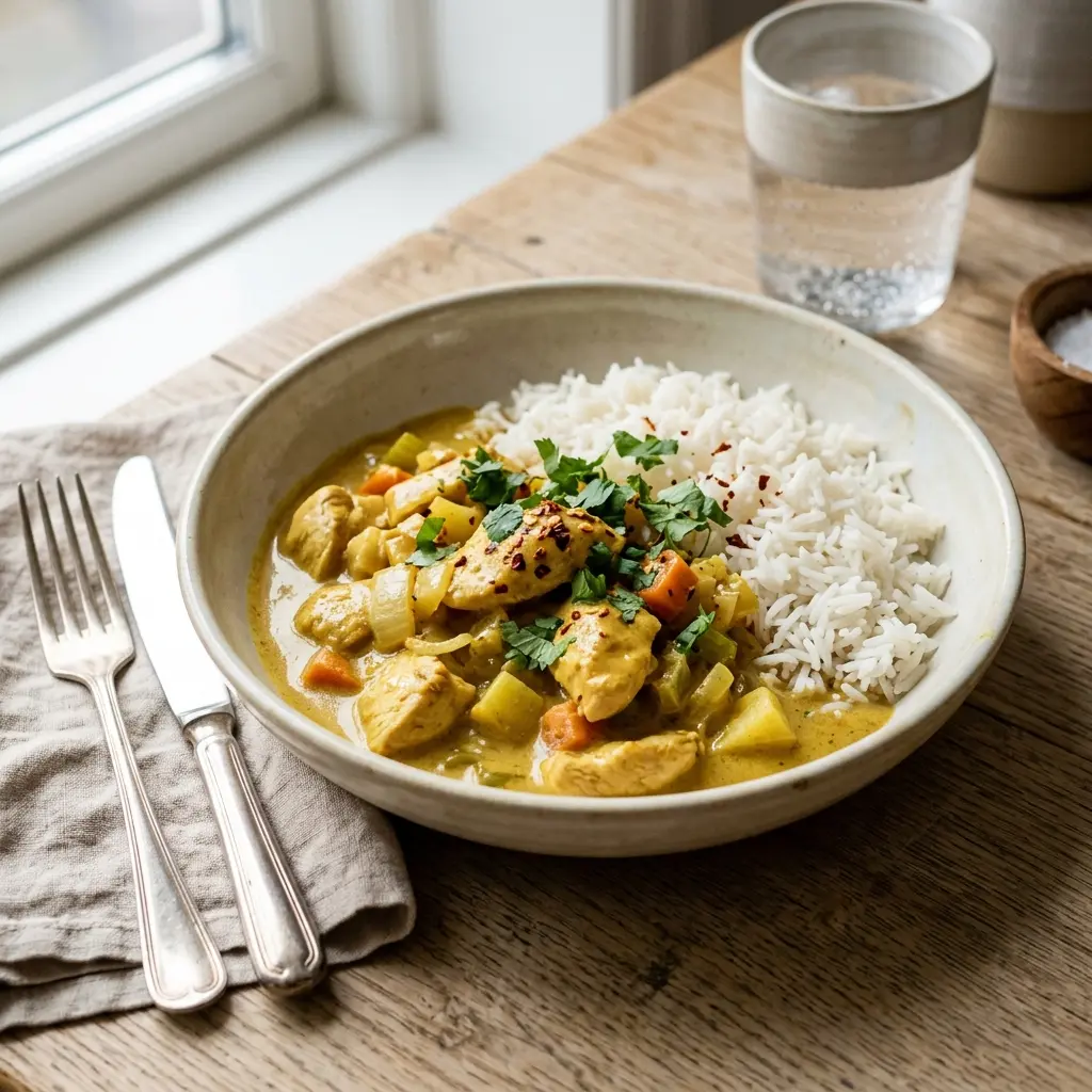 Fotografie cu Pui cu curry gata de servire