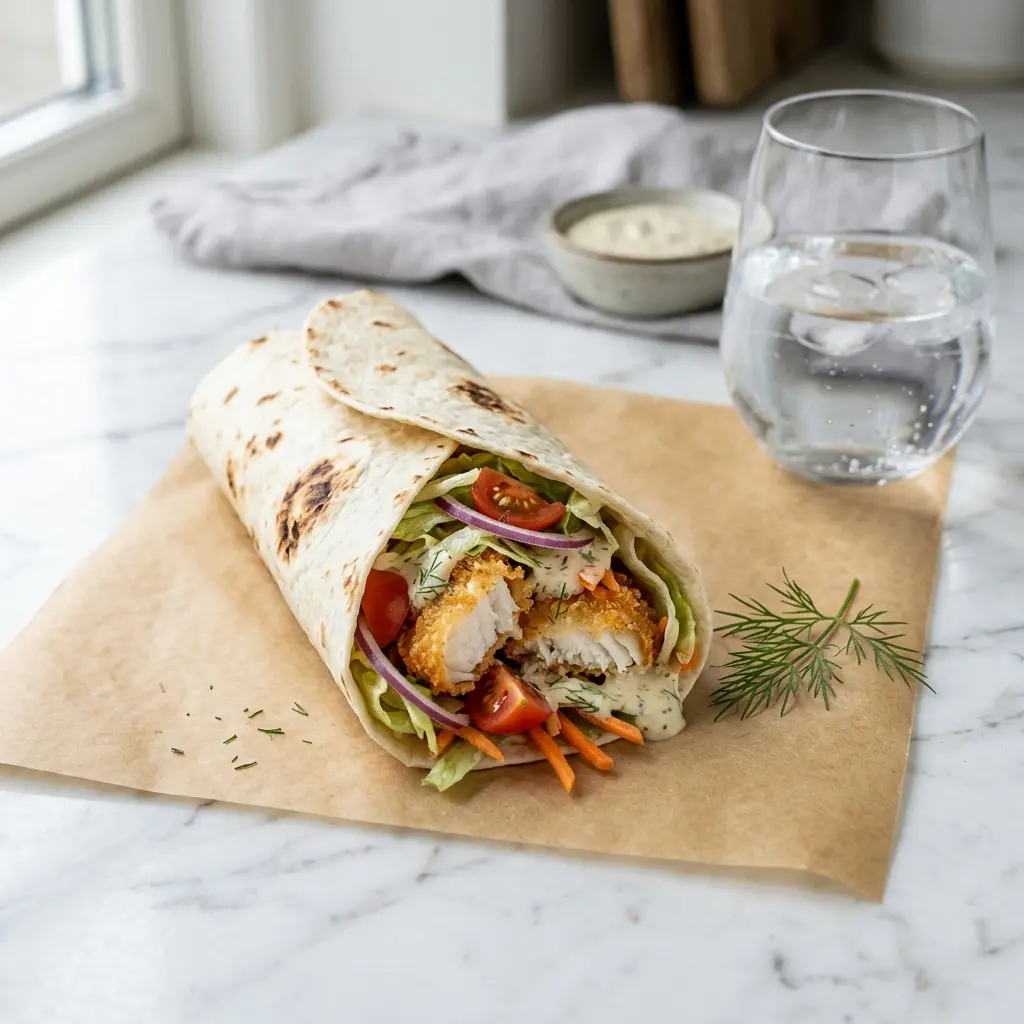 Fotografie cu Wrap cu cambulă crocantă gata de servire