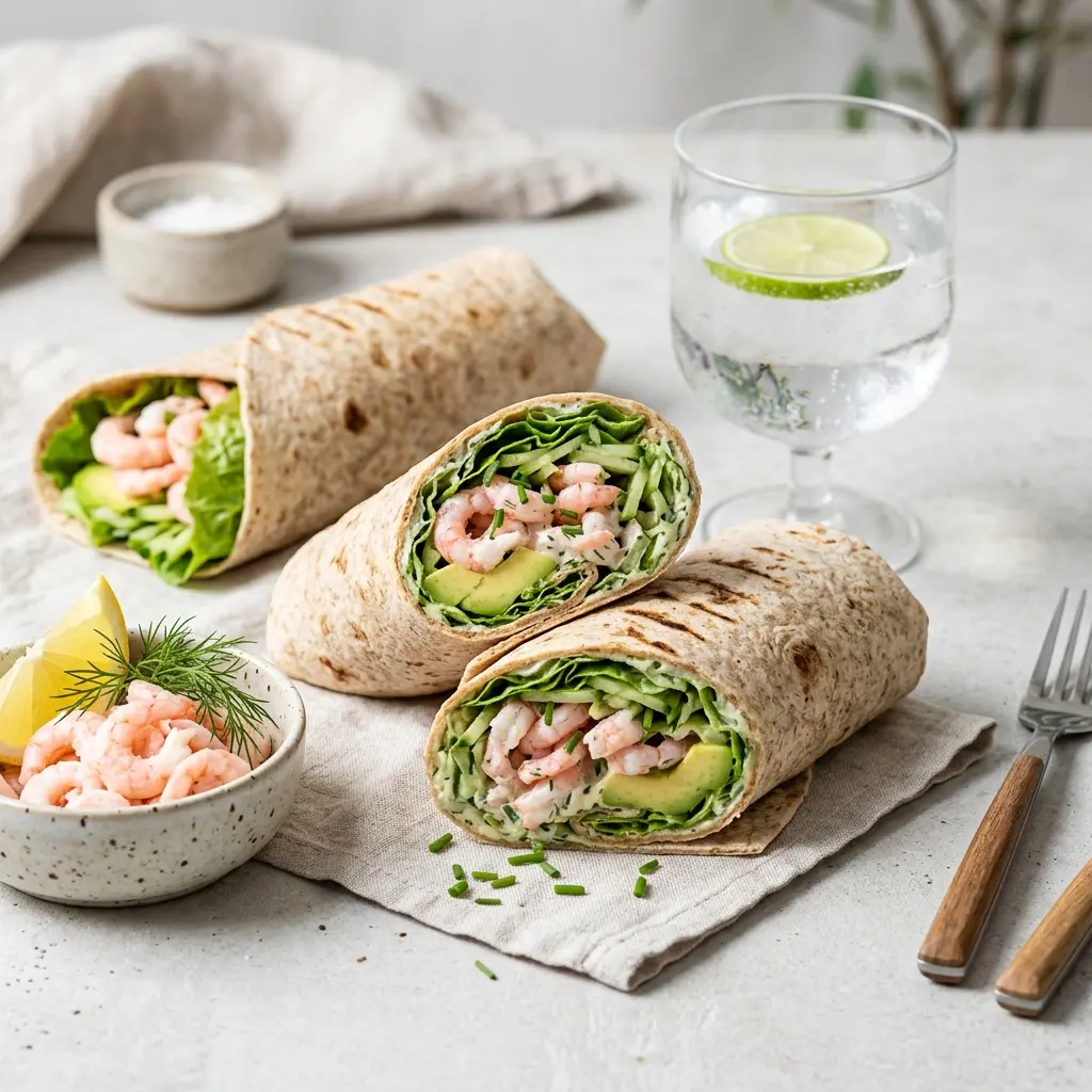 Fotografie cu Wrap cu creveți și avocado gata de servire
